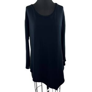 Soft JOIE Black Scoop Neck Long Slv Pullover Asymmetric Hem Tunic Top Medium M
